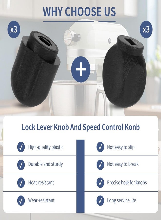 مقبض تحكم السرعة ETZ بديل، مقبض ذراع القفل (3 مجموعات) لخلاط KitchenAid القائم سعة 5 كوارت، 6 كوارت، K45، خلاط ذو رأس مائل K45 K45SS، KSM75، خلاط ذو وعاء قابل للرفع KD2661، KL26M، KP26M1 - Image 5
